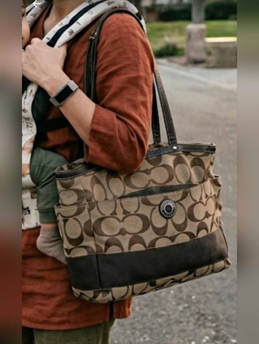 Coach Signature Canvas Diaper Bag -  with Adjustable Strap and Changing Pad